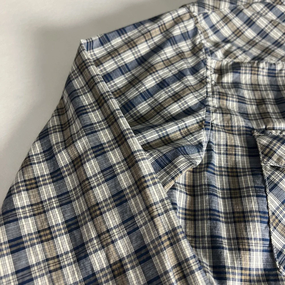 Banana Republic Men's Shirt Size Medium Slim Fit 2 Pockets Snaps Cotton Plaid C5